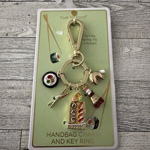 True To Form Sushi Chopsticks Soy Sauce Fortune Cookie Bag Charm Keychain New